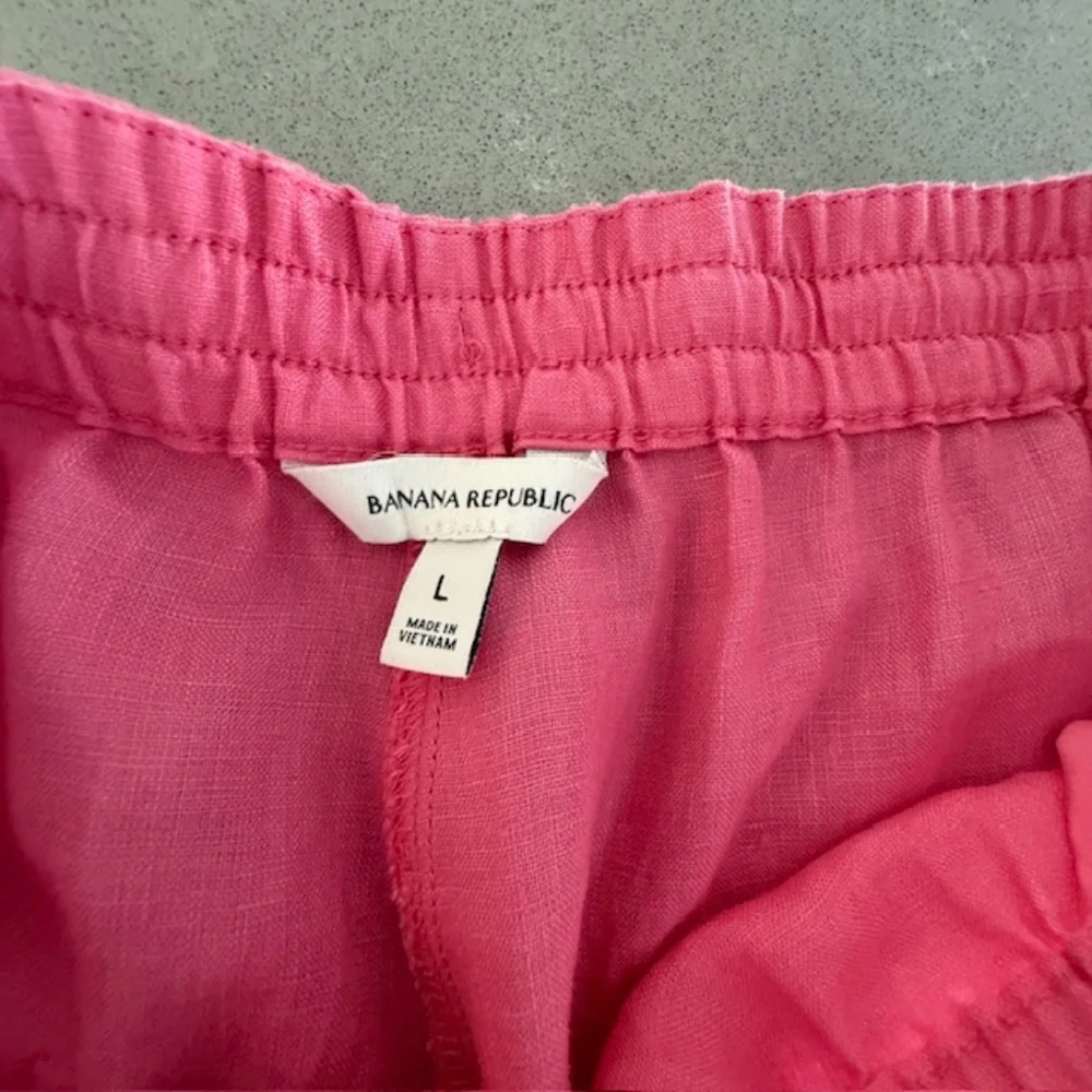 Women's Large L Pink 100% Linen Pull-on Ankle Wide Leg Pants Worn 2x ($120 new)